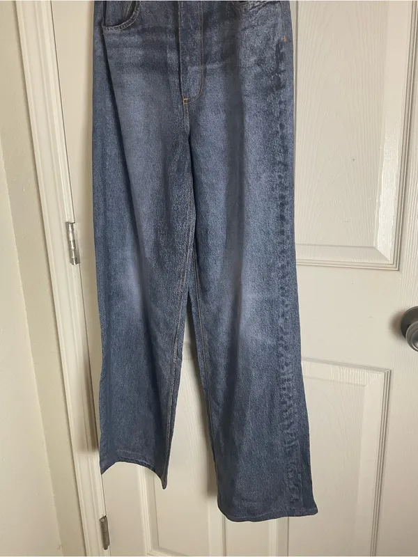 NWT Jason Wu Faded Raw Denim Wide Leg Lyocell Pants Jeans Blue Size 2 - Image 4