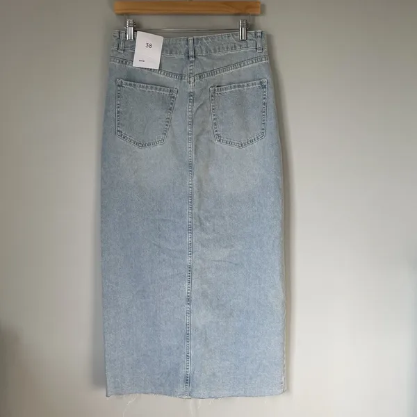 Bershka Denim High-Rise Maxi Skirt 100% Cotton Blue Women's Size EU 38/US 6 - Image 2
