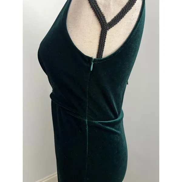 Lulus Velvet One Shoulder Dress XS Jewel Tone Emerald Green Pleated Cocktail NWT - Image 10