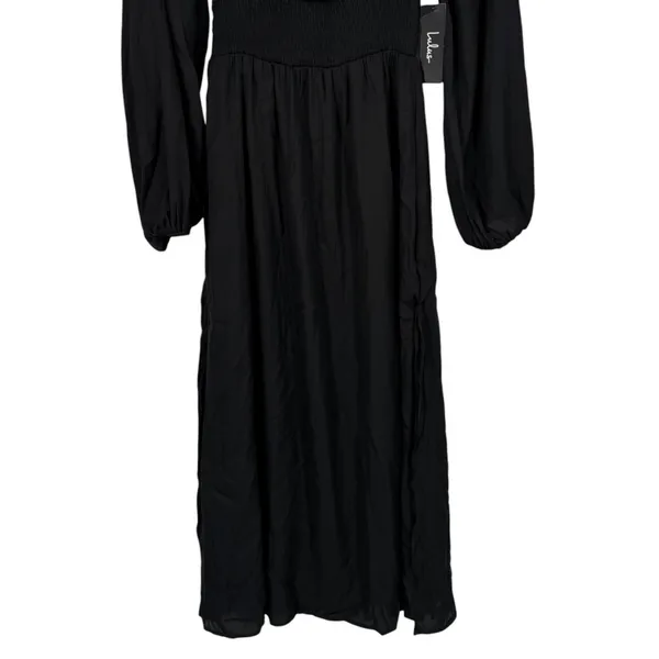 NWT‎ Lulus Long Sleeve Smocked Waist Midi Dress Black Size XS Babydoll Milkmaid - Image 9