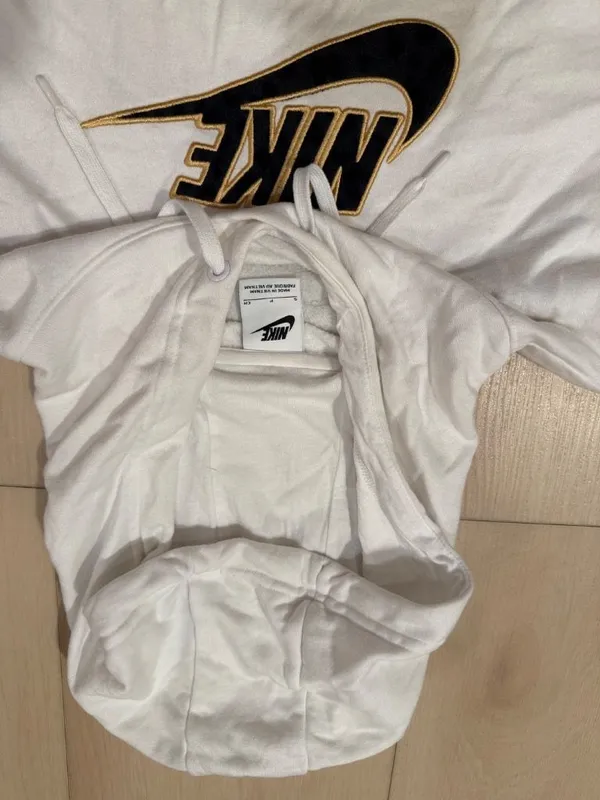 Nike White Fleece Pullover Hoodie Sweatshirt Women's Size Small - Image 3