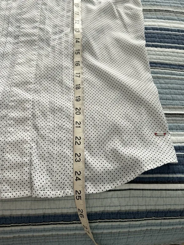 Tommy Hilfiger Split Neck Cap Sleeve Pleated Front Top White /Black Polka Dots S - Image 7