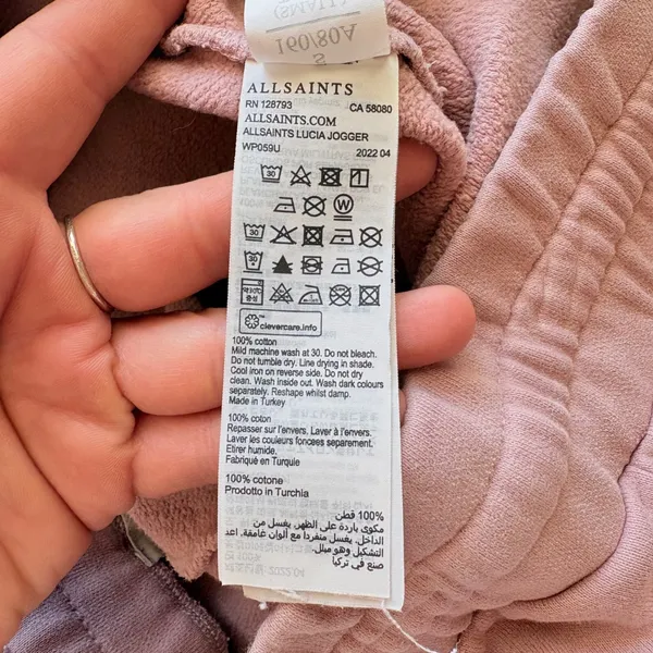 AllSaints Lucia Jogger Women Size Small Pink Mauve Cotton‎ Sweatpants WP059U - Image 6