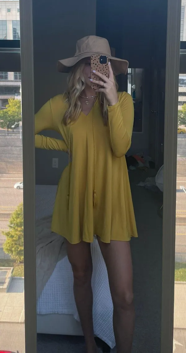small long sleeve dress Yellow - Image 3