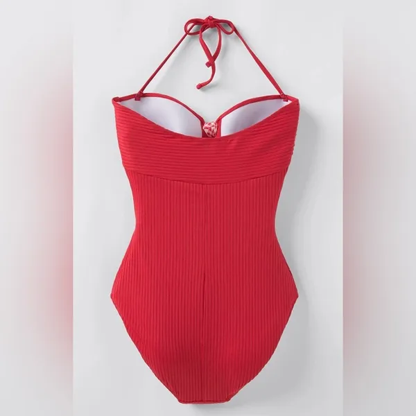 Matilda Jane Swimsuit Red Preppy One Piece Bathing‎ Suit Sz M Vacation Beach - Image 7