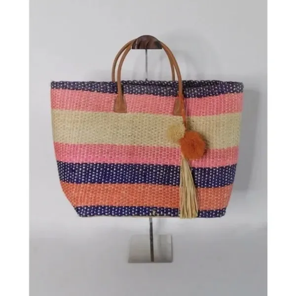 NWT! ANTHROPOLOGIE Pomaria Tassel Tote Straw Colorful Beach Pool Resort Vacation - Image 2