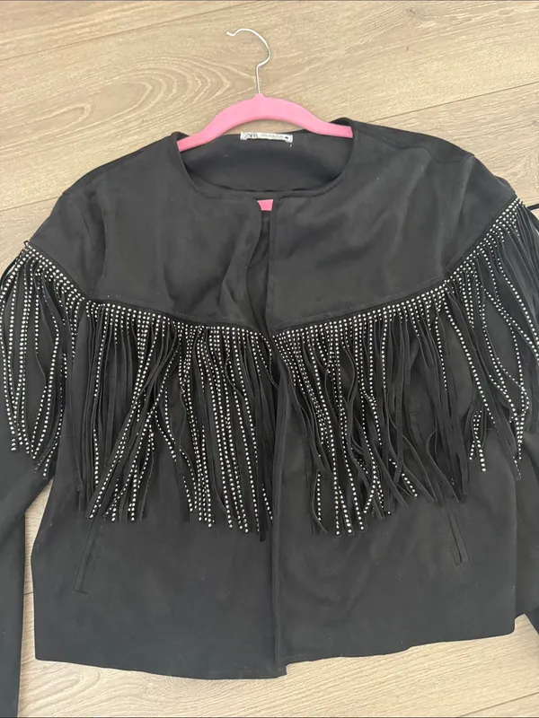 Zara  suade fringe jacket adorable size M - Image 2