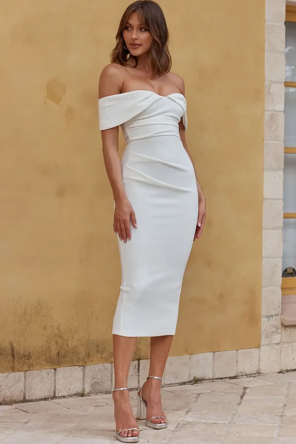 New Here Comes The Sun Lillianne Off-Shoulder Midi Dress Size Large MSRP $89 - Image 5