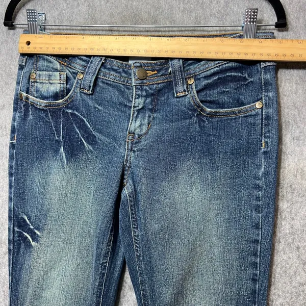 Vintage Y2K No Boundaries Flare Jeans Low Rise Wide Leg Denim‎ Blue Juniors 5 - Image 4