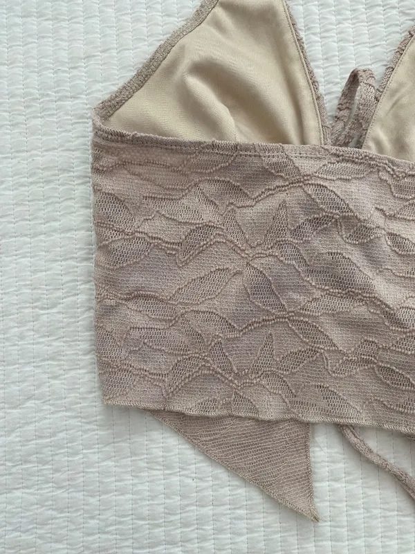 Beige halter lace tank top Tan - Image 7