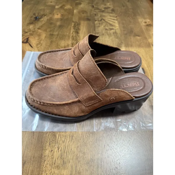EUC Womens BORN‎ Gala platform loafer mule brown leather shoes size 9M Y2K - Image 2
