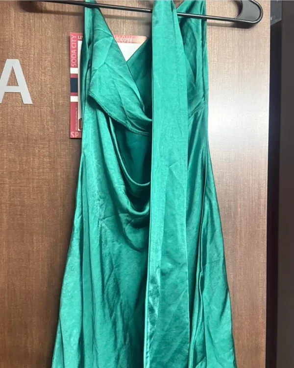 Hello Molly Dress Green Satin - Image 2
