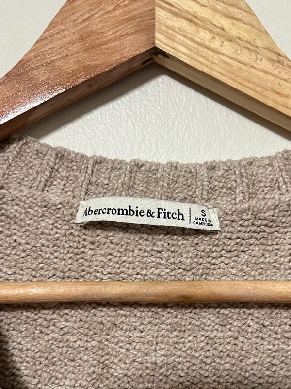 Abercrombie & Fitch Textural Cardigan Sweater Size Small Knit Cream Fall Winter - Image 3