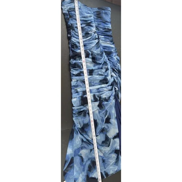 Abercrombie & Fitch Blue Mesh Ruched Strapless Lined Maxi Dress M NWT - Image 10