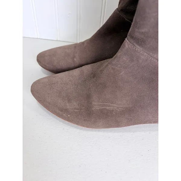 Daniblack Chocolate Brown Suede Fringe Collar Drawstring Tall Boot Flat 8.5M - Image 7