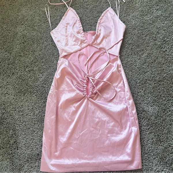 Tic Toc Chic Pink Satin Mini Dress - Image 7