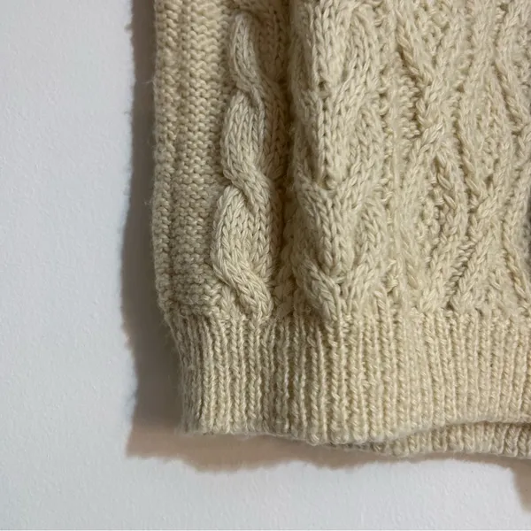 American Eagle VTG Icelandic Wool Cable Knit Chunky Sweater Fisherman Preppy - Image 4