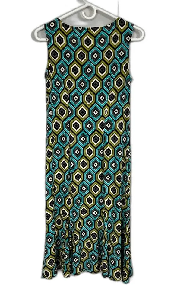 Dress Barn Y2K Sheath Sleeveless Geometric Pattern Vibrant Dress Size 6 - Image 5