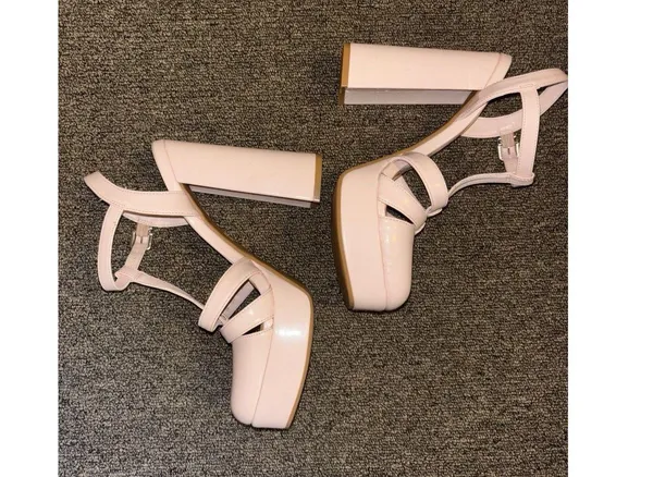 Gianni Bini Patent Platform Mary Janes Nude Pink Size 8 - Image 5