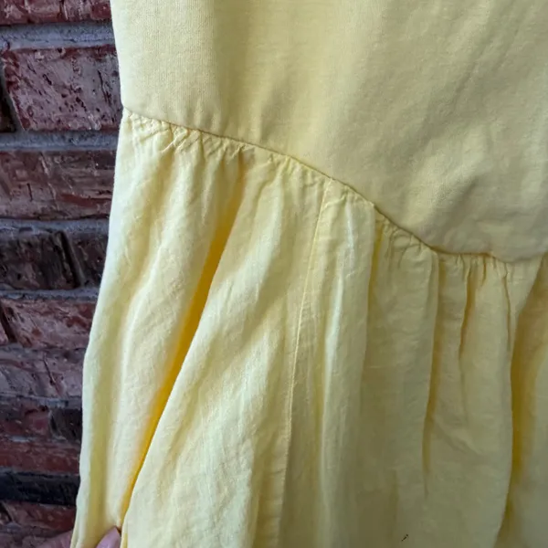 Silence + Noise Butter Yellow Cotton Blend Dress Size Large Tank Style Smocked - Image 3