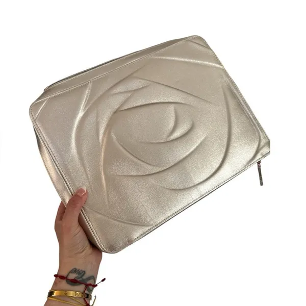Lancome Cosmetic Makeup bag train case EUC Gold - Image 6