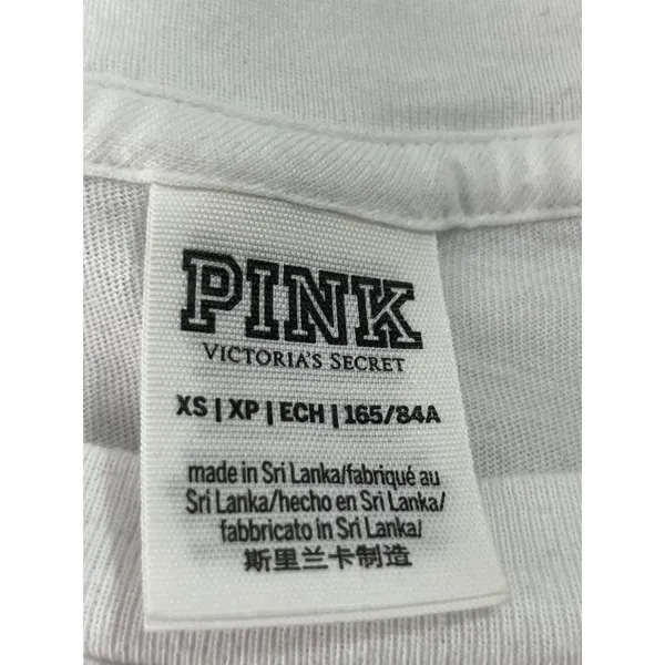 PINK - Victoria's Secret Gold Sequin Dog Campus Oversized‎ Tee Women XS White Black - Image 6