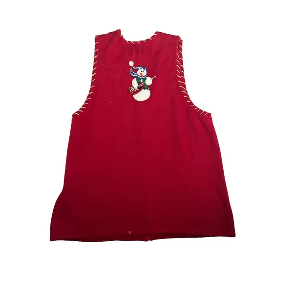 heirloom collectibles sweater Vest Size M Musical Snowmen Zip Closure - Image 6