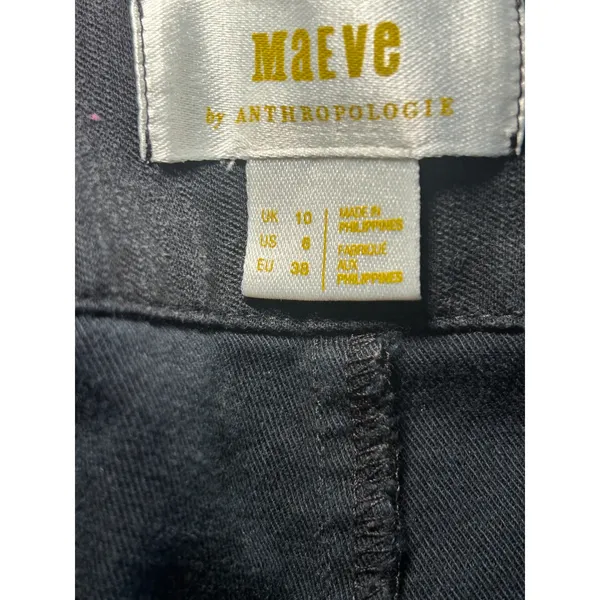 Maeve Anthropologie Black Crop Utility‎ Kick Flare Pants Size 6 High Rise - Image 5