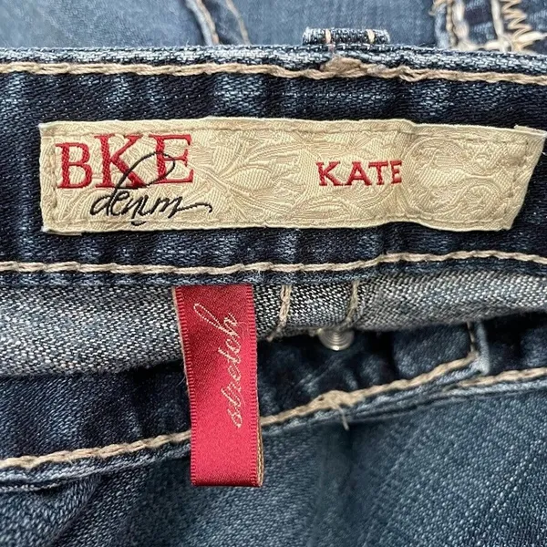 Buckle BKE Denim Kate Jeans Size 28X31.5 Whiskered Blue Western Bootcut Low Rise Y2K - Image 7