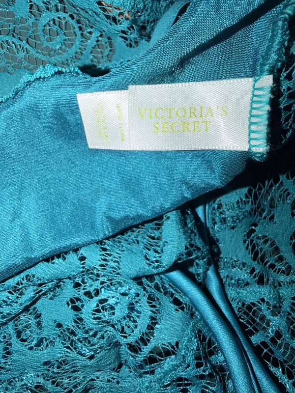 Victoria's Secret Teal Lace Bow Thong Underwire Bodysuit Sexy Lingerie 34C - Image 4