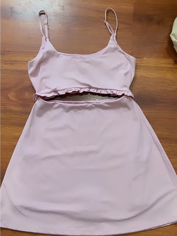 LoveShackFancy Astoria Cutout Active Skort Mini Dress Pink M Balletcore Tennis - Image 4