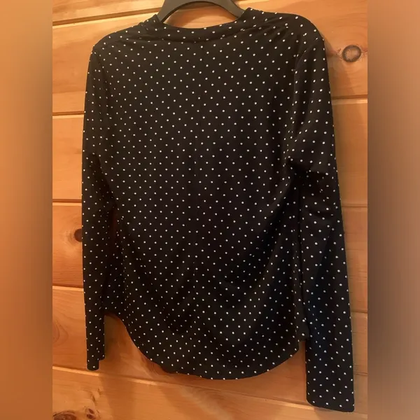 Ann Taylor Long Sleeve Black And White Polka dot Scoop Neck Blouse Size Small - Image 7