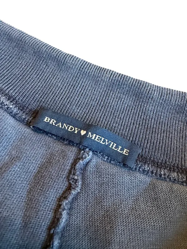 Brandy Melville Slate Blue Cotton Lounge Shorts Drawstring One Size Small - Image 8