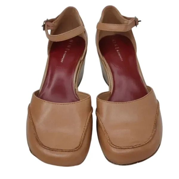 \Vintage tan Leather wedge mary Janes SZ 7.5 - Image 2