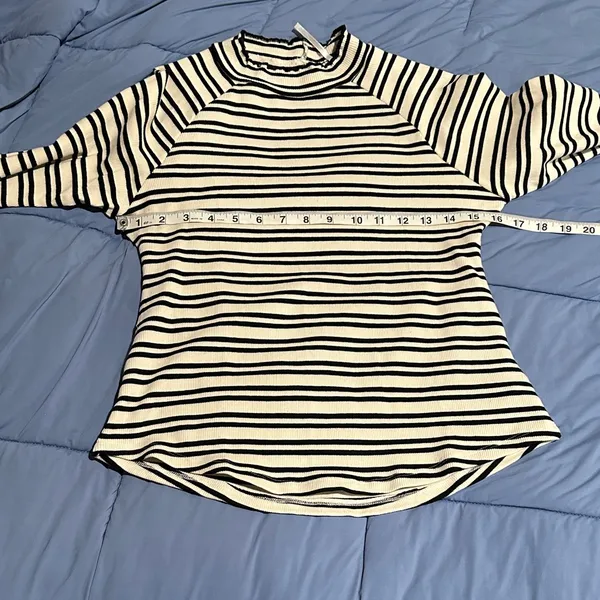Free People Black and White Striped Long Sleeve shirt | Size Large - Image 6