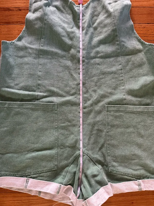 Double Zero NWOT Green Denim Shortalls Romper - Image 3