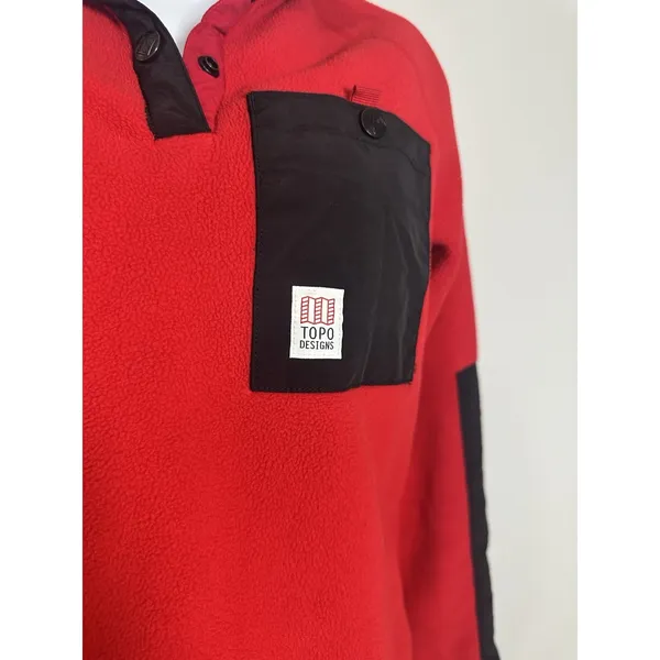Topo Designs Women's Mountain Fleece Pullover | Red‎ & Black | Polartec | XS - Image 2