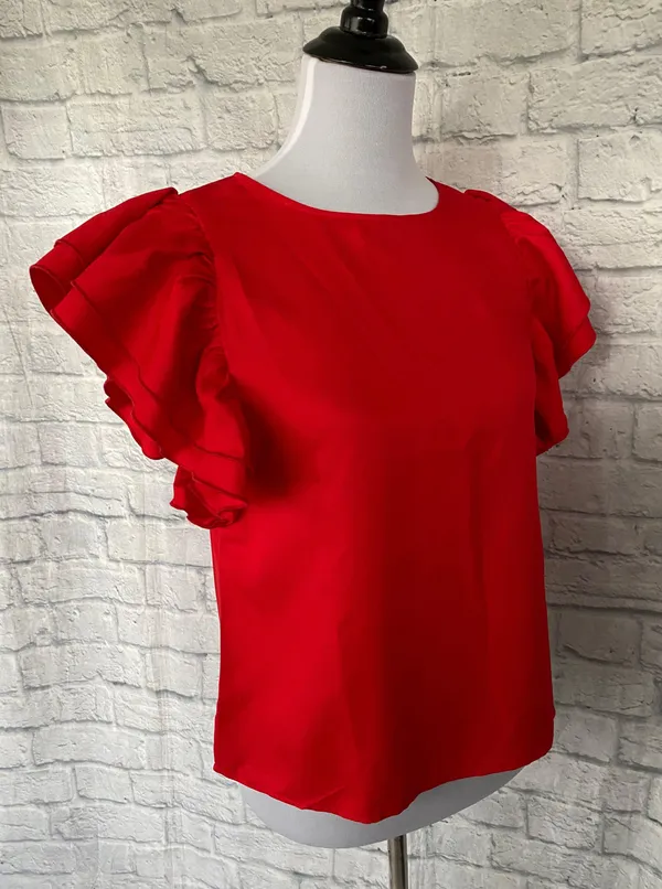 Women S red butterfly short sleeve boatneck blouse New without tags - Image 6