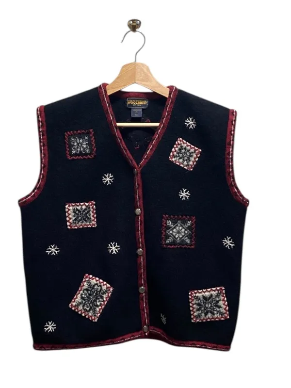 Woolrich Vintage Wool Christmas Sweater Black Size XL Grandmacore Party Holiday - Image 2