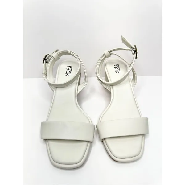 Nordstrom Rack Sandals Womens Size 5.5 Bone‎ Strappy Faux Leather - Image 4