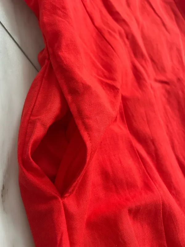 Red linen mini dress - Image 2
