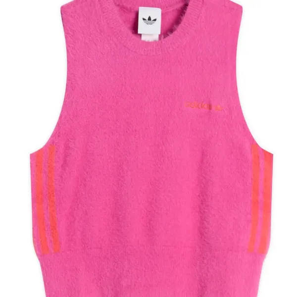 NWT adidas Fluffy Knitted Vest Fuzzy Soft Pink Red Small Semi Lucid Fuchsia - Image 10