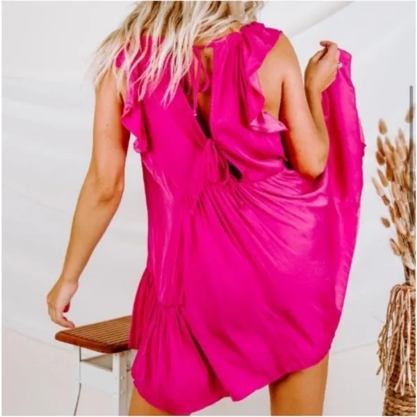 Free People Want Your Love Fuchsia Summer Dress Medium - Image 2