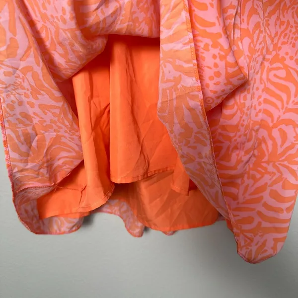 LILLY PULITZER Women's Size XL/TG‎ Mini Dress Coral Orange Pink Flounce Ruff - Image 9