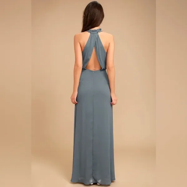 LULU'S Beyond Explanation Slate Grey‎ Maxi Dress Size Medium - Image 4