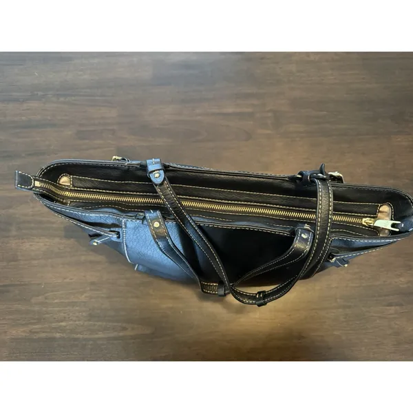 Lauren Ralph Lauren LRL Black Leather Sheldon Tote Handbag Shoulder Bag Purse - Image 3