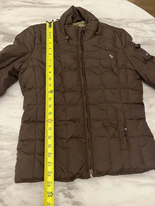 Abercrombie Fitch Brown Puffer Jacket Fur Lined Y2K - Image 10