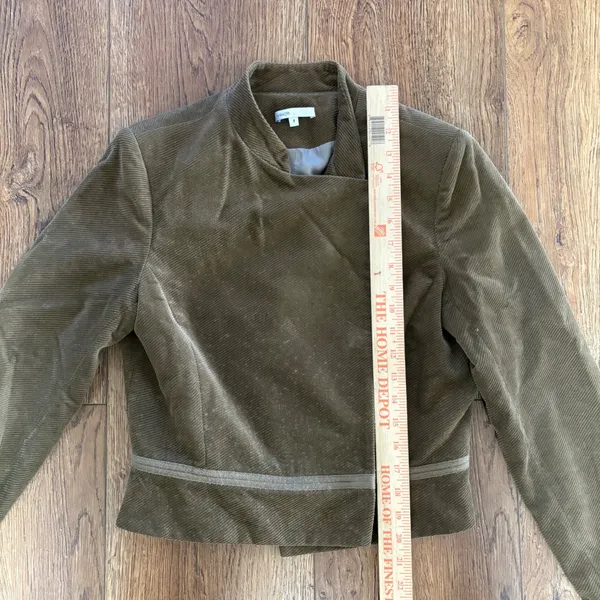 Vince Womens Brown Corduroy Asymmetrical Snap Cropped Jacket Size‎ 8 USA Made - Image 10