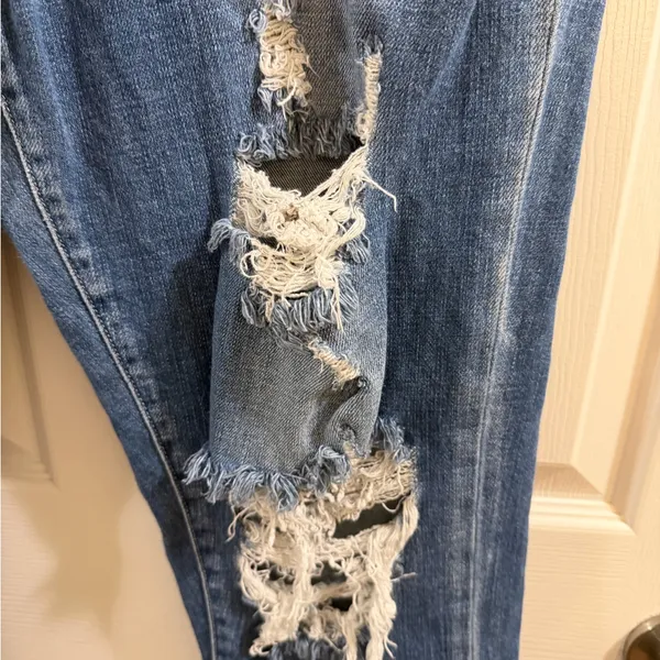 KanCan Distressed Mom Fit Blue Boot Cut Jeans - Image 2