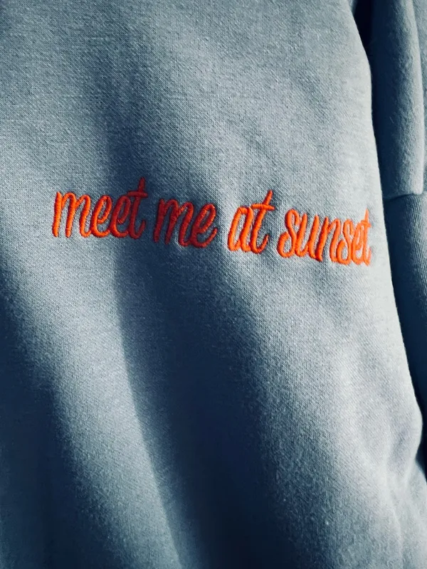 Altar’d State Blue and Orange With Love Hoodie Oversized Sweater Size Small - Image 3
